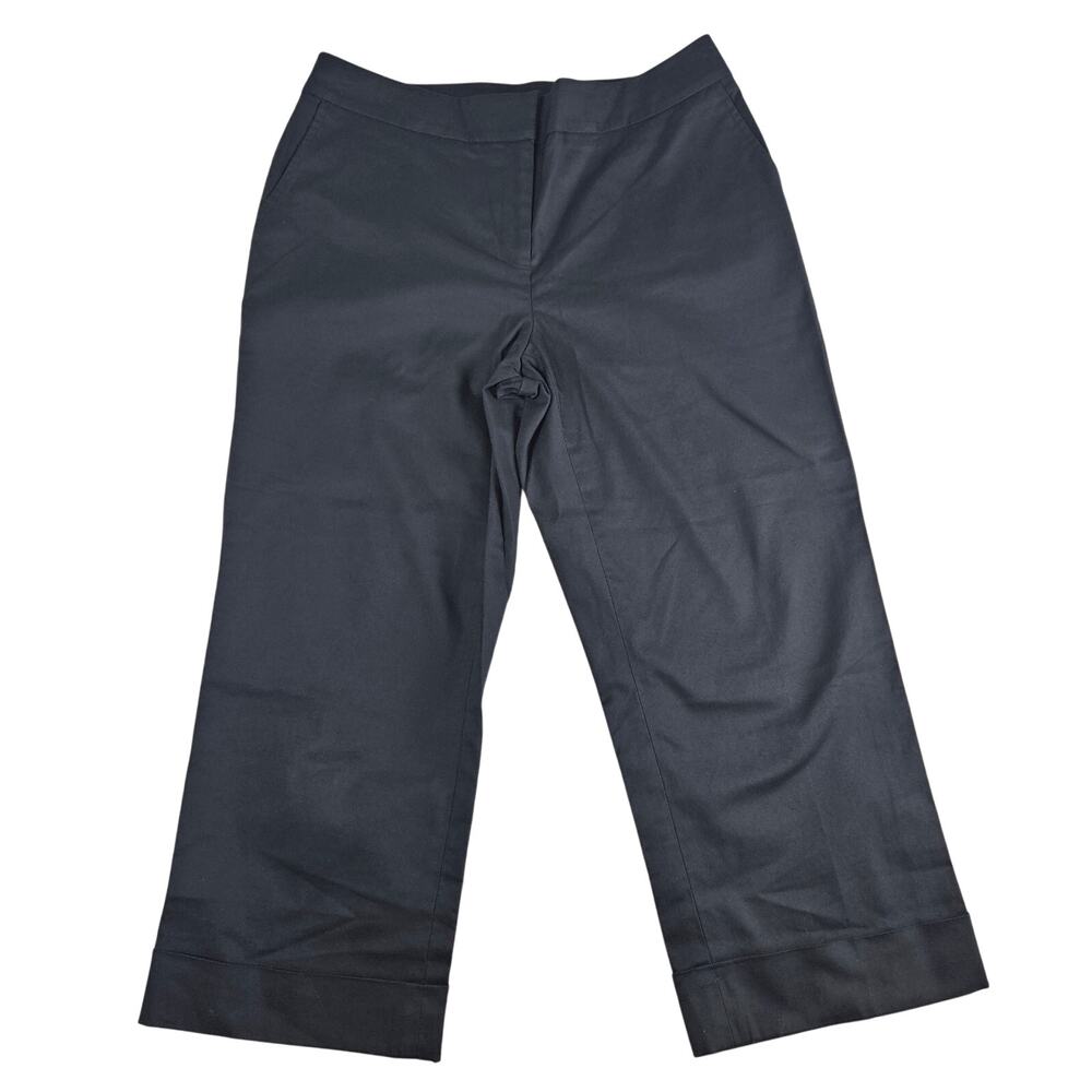 Apostrophe Stretch Black Cropped Wide Leg Dress Pants Women's Sz 8 Cotton Blend